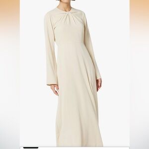 The Drop woman twisted neckline maxi dress Long Sleeve tapioca size M